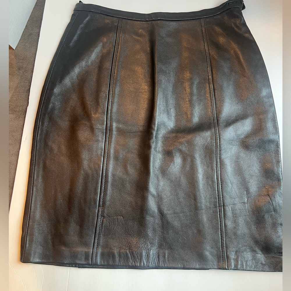 INC International Concepts Black Leather Skirt